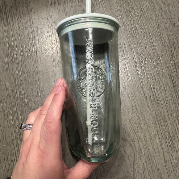 Starbucks 2023 Recycled Core Mint Glass Triangle Cold Cup Tumbler Gently Used 2X - Picture 3 of 8